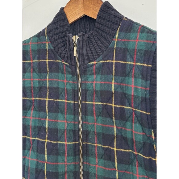 Chaus Sport Womens Vest Large Zip Tartan Plaid Quilted Academia Preppy Vintage - Picture 2 of 9
